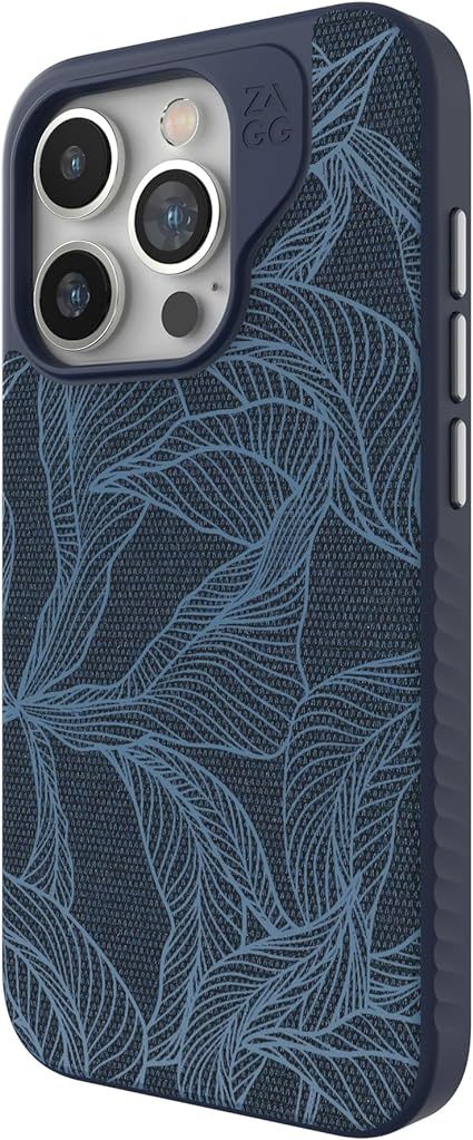 ZAGG London Snap iPhone 15 Pro Case - Protective Cell Phone Case, Drop Protection (13ft/4m), Durable Graphene, MagSafe Phone Case, Slim and Lightweight, Navy Blue